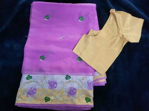 Beautiful Purple Saree with Blouse