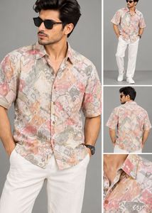 Vintage Abstract Print Button-Up Shirt