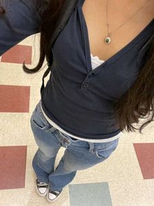 Elena Gilbert inspired Navy Blue Henley top