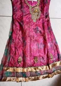 Pink Embroidered Girls' Dress