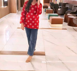 Red Floral Print Kurti