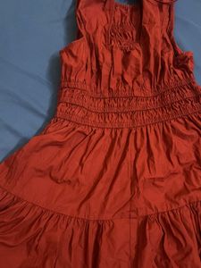 Chic Red Smocked Dress