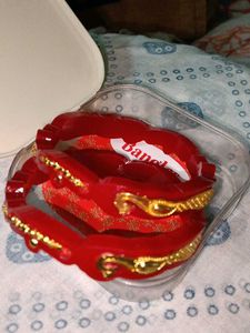 Elegant Red &amp; Gold Peacock Bangles