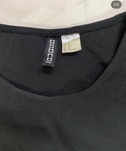 H&amp;M Black Ruched Drawstring Dress