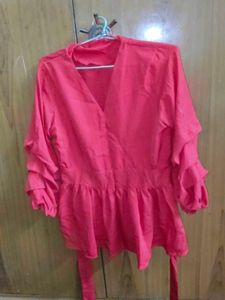 Chic Red Peplum Top