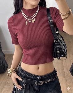 Ribbed Mock Neck Crop Top