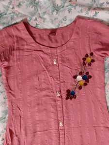 baby Pink Embroidered Kurta