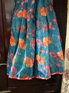 Bohemian Floral Print Organza Skirt