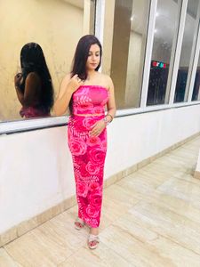 Stunning Pink Rose Print Lehenga Set