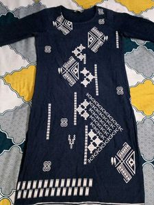 Navy Blue Embroidered Kurta