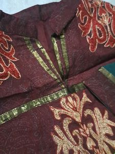 Elegant Embroidered Maroon suit