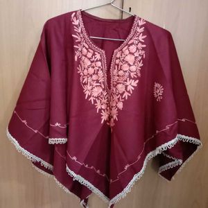 Embroidered Maroon Kashmiri pochhu