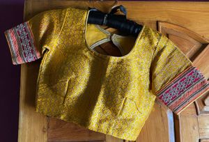 Exquisite Yellow Brocade Blouse