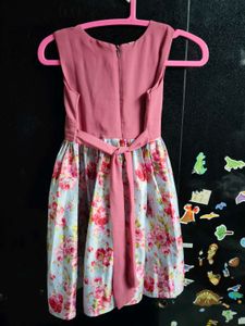 Girls Floral Dress with Bow Accent