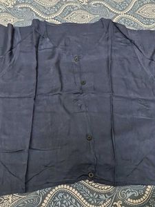 Navy Blue Button-Up Top