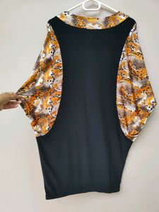 Printed Party Bodycon Dress with Balloon Sleeves