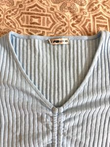 Ribbed Blue Crop Top
