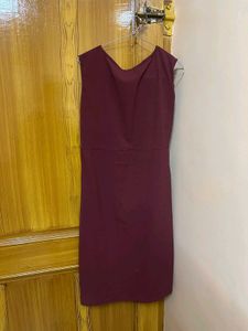 Burgundy Sleeveless Shift Dress