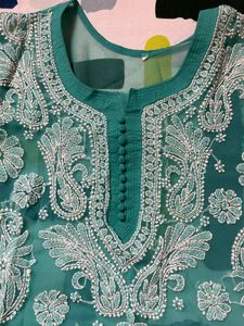 Chikankari Embroidery Green Kurta