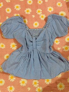 Blue & White Striped Peplum top