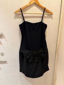 Chic Black Bow Detail Mini Dress