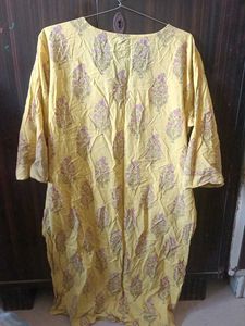 Yellow Printed Kurti for women