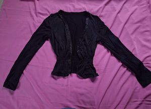 Chic Black Long Sleeve Peplum Top