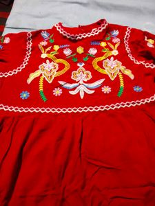 Red Embroidered top