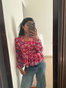 max Floral Print Peplum Top