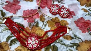 Beautiful Red Colour Choker Set
