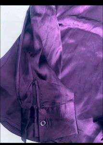 Purple Satin Button-Down