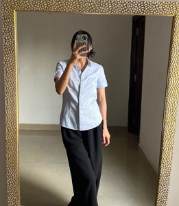 Light Blue Fitted Button-Down Shirt