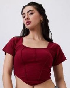 Maroon Corset Crop Top