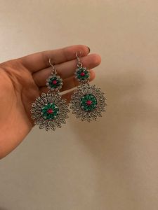Vintage Floral Oxidised Earrings