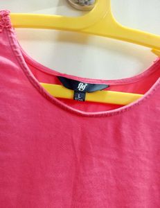🌸 Pink Crochet Sleeve Top – Size L 🌸