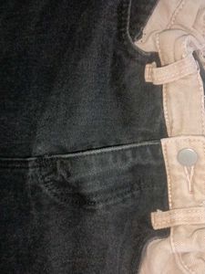 Stylish Black &amp; Beige Panel Jeans
