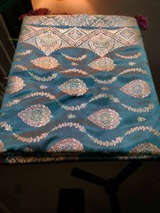 New Premium Dusty blue Banarasi Satin Silk Saree