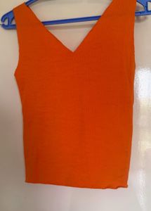 Bright Orange V-Neck Tank Top