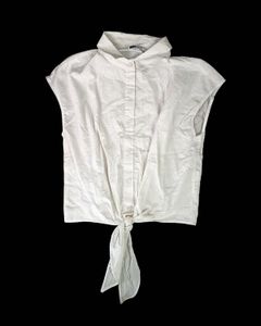 tie up white sleeveless shirt cover-up