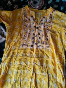 Yellow Printed Kurta