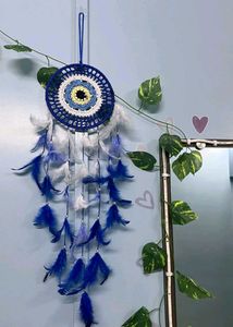 handcrafted crochet evil eye dream catcher