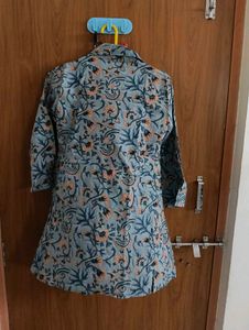 Blue Floral Print Kurta