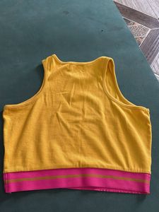 Yellow Ribbed Crop Top