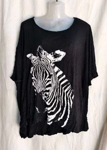 Black Zebra Print Oversized T-Shirt