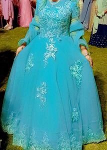 designer heavy ball gown (sky blue colour)