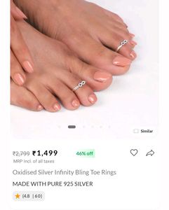 Oxidised Silver Infinity Toe Rings