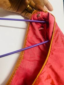 Coral Silk Saree With Blouse Used