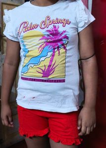 Palm Springs Graphic Tee with Ruffle Shorts