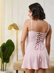 Pink Mini Dress with Tie Detail