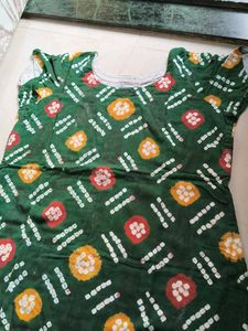 Green Bandhani Print kurti